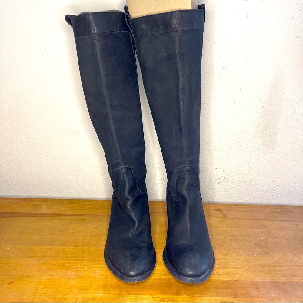 DONALD J PLINER WOMENS GRAY CALF LEATHER SUEDE DEVI4 TALL BOOTS 5M